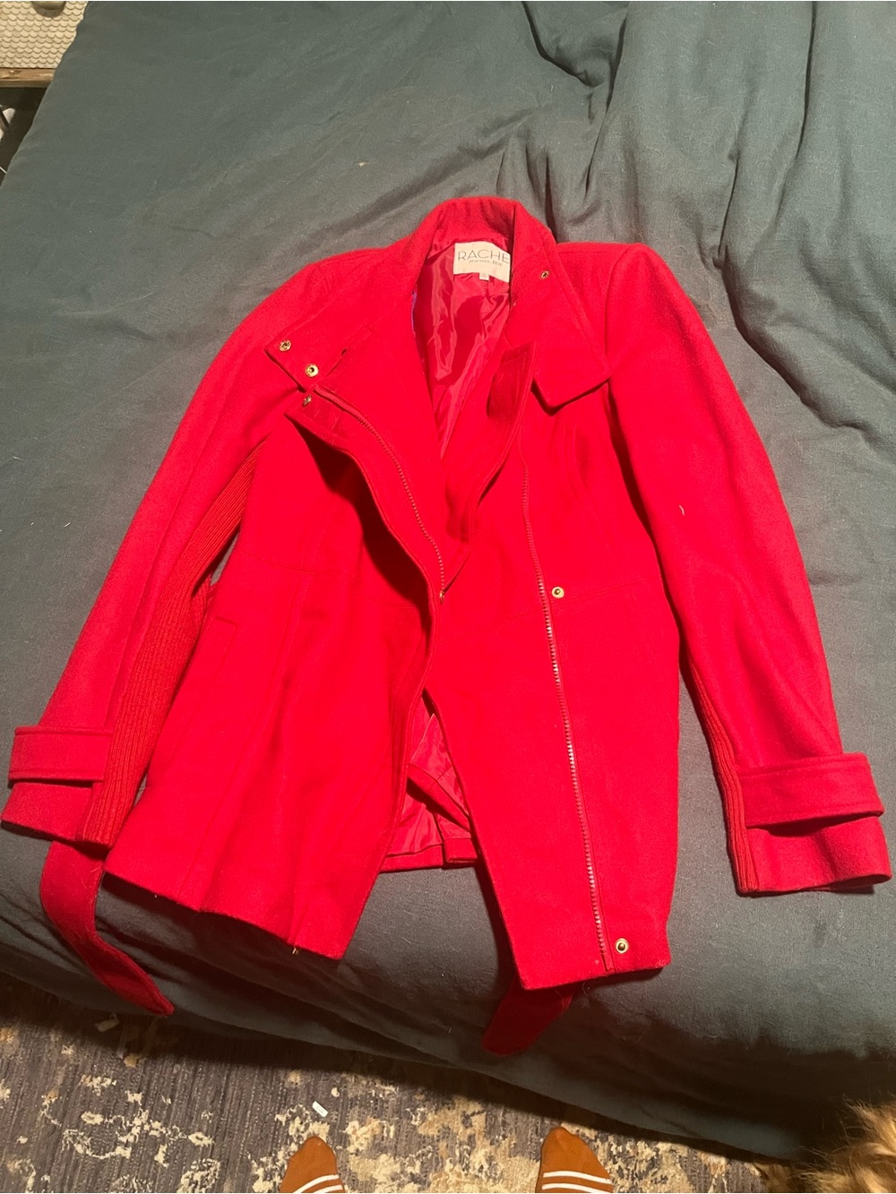 RACHEL Rachel Roy Vibrant Red Wool Pea Coat